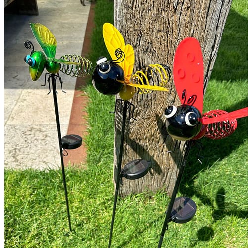 Assorted Bee, Ladybug and Grasshopper Solar Lights